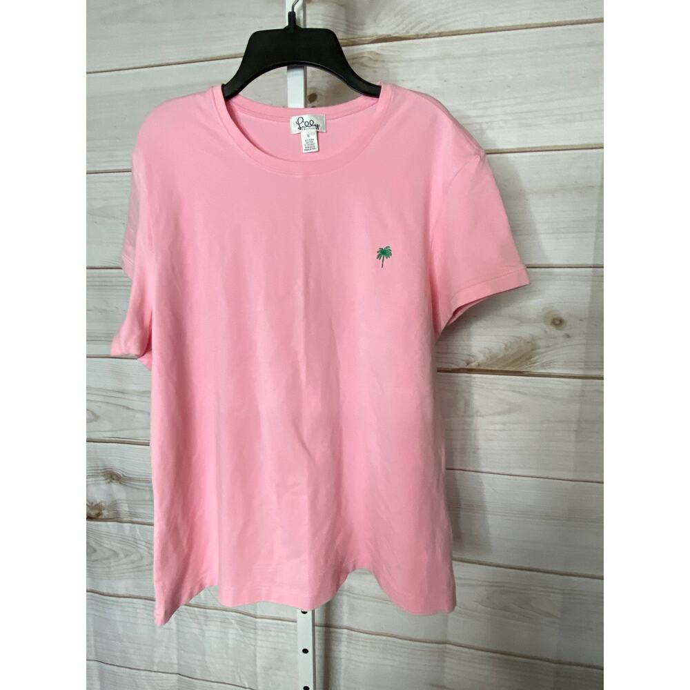 Vintage Lilly Pullitzer Women's XL Pink Short Sleeve Shirt White Label